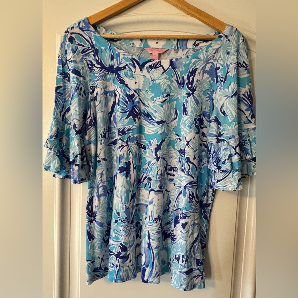 Lilly Pulitzer Lula Elephant Appeal Short Sleeve Top